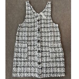 Heart and Arrow Black White Tweed Pinafore Jumper Dress Button Front Size 10